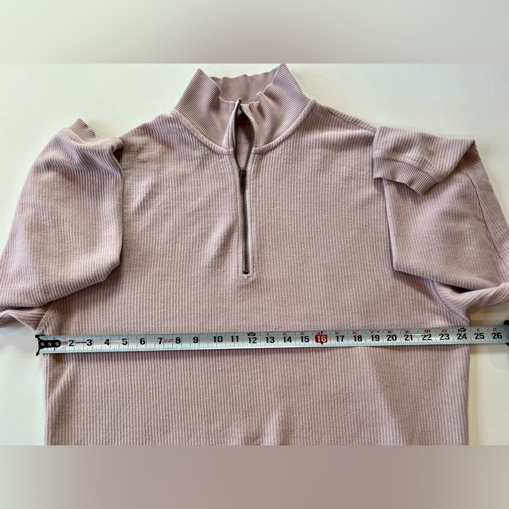 aerie Beyond Oversized Light Pink Quarter Zip Size Small 100% Cotton - Picture 6 of 16